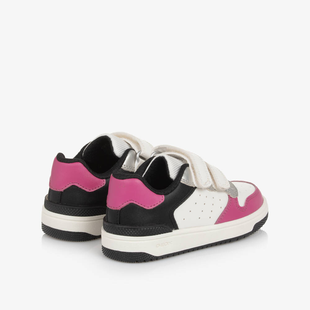 Geox-Girls White, Pink & Black Velcro Trainers | Childrensalon Outlet
