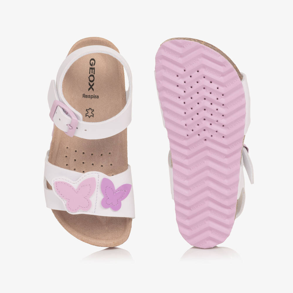 Geox-Girls White & Pink Butterfly Sandals | Childrensalon Outlet
