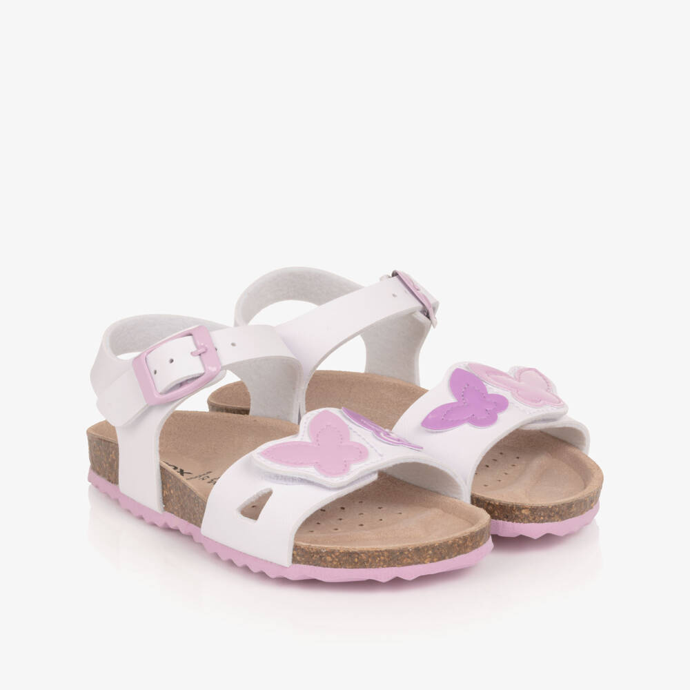 Geox-Girls White & Pink Butterfly Sandals | Childrensalon Outlet