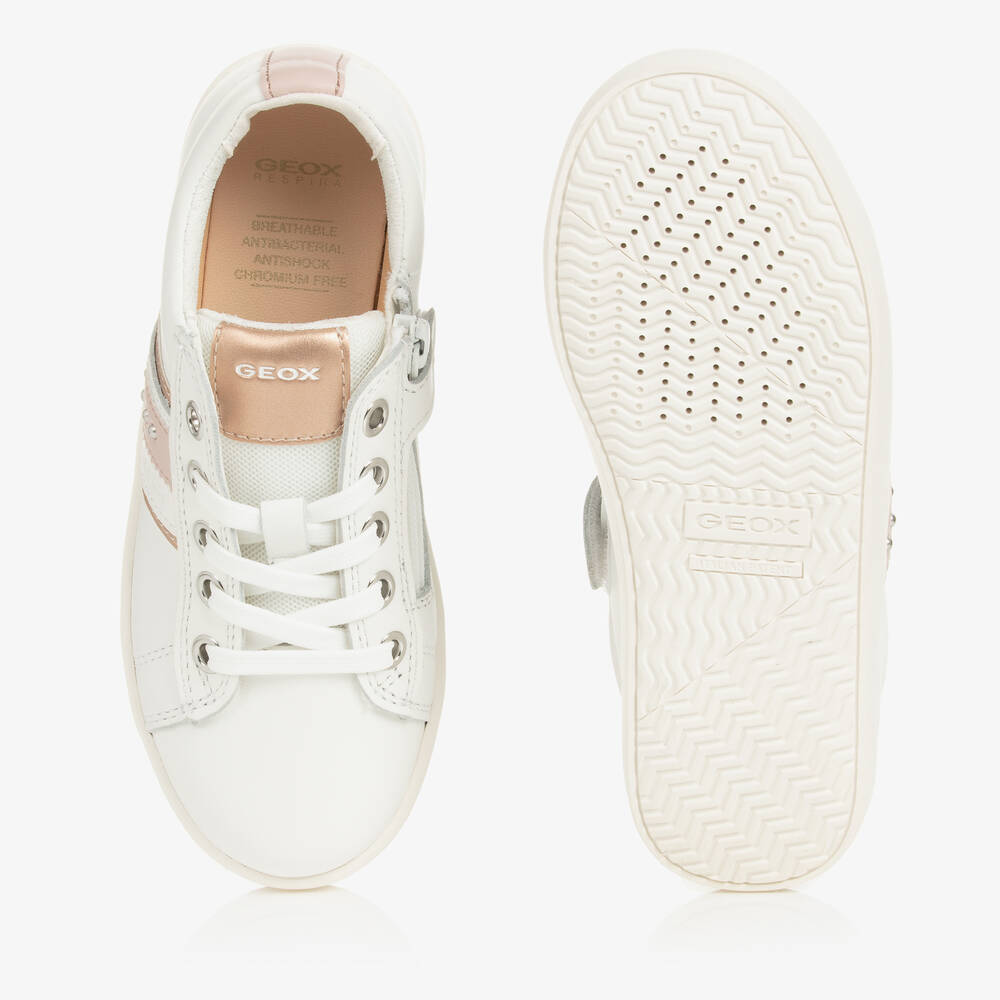 Geox Baskets blanches et roses en cuir