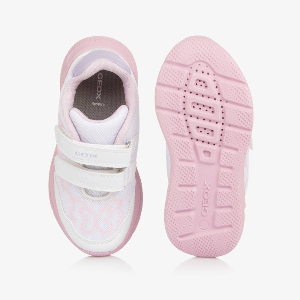 Geox-Girls White & Pink Mesh Butterfly Trainers | Childrensalon Outlet