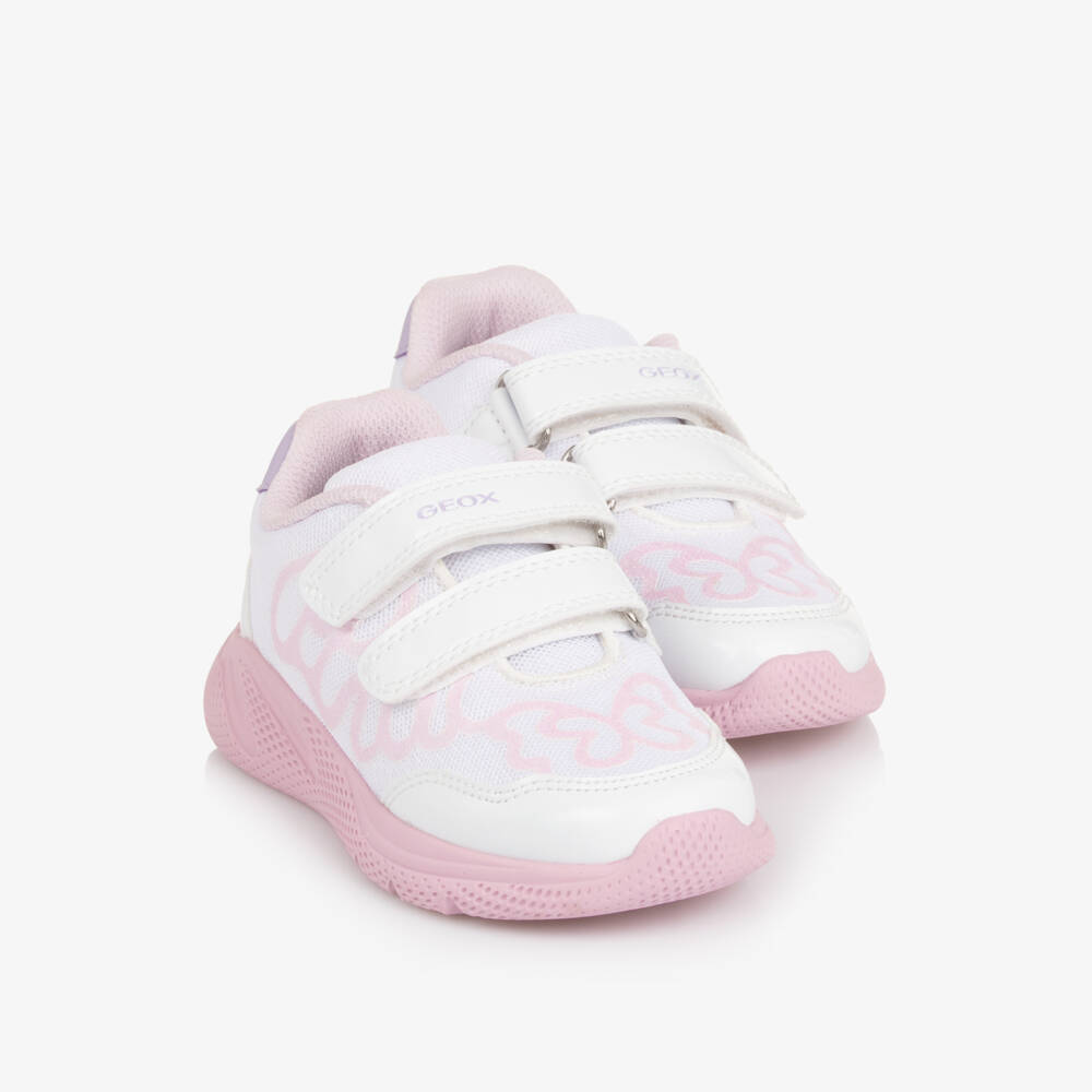 Geox-Girls White & Pink Mesh Butterfly Trainers | Childrensalon Outlet