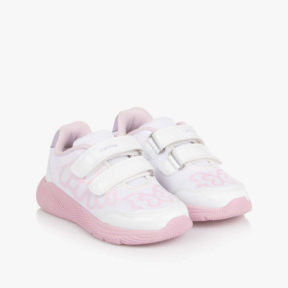 Geox-Girls White & Pink Mesh Butterfly Trainers | Childrensalon Outlet