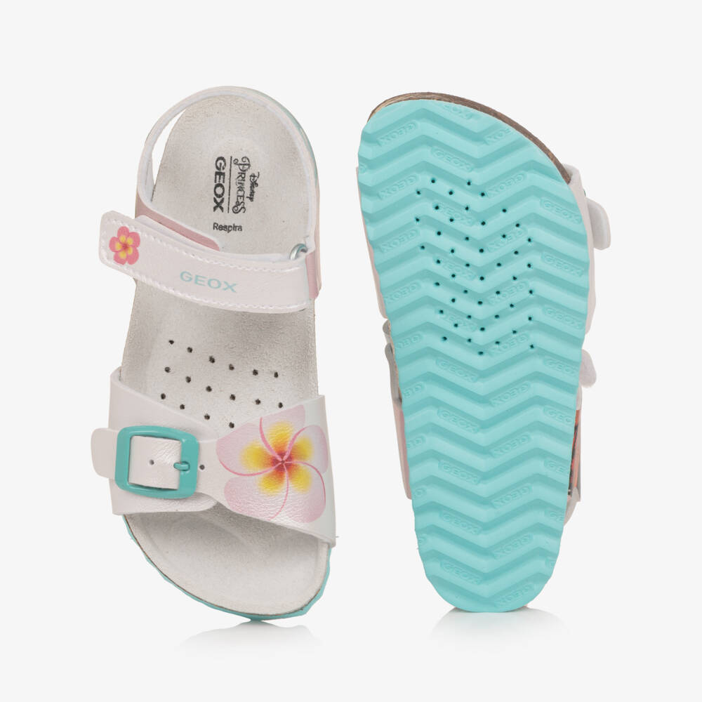 Geox-Girls White & Turquoise Blue Moana Sandals | Childrensalon Outlet