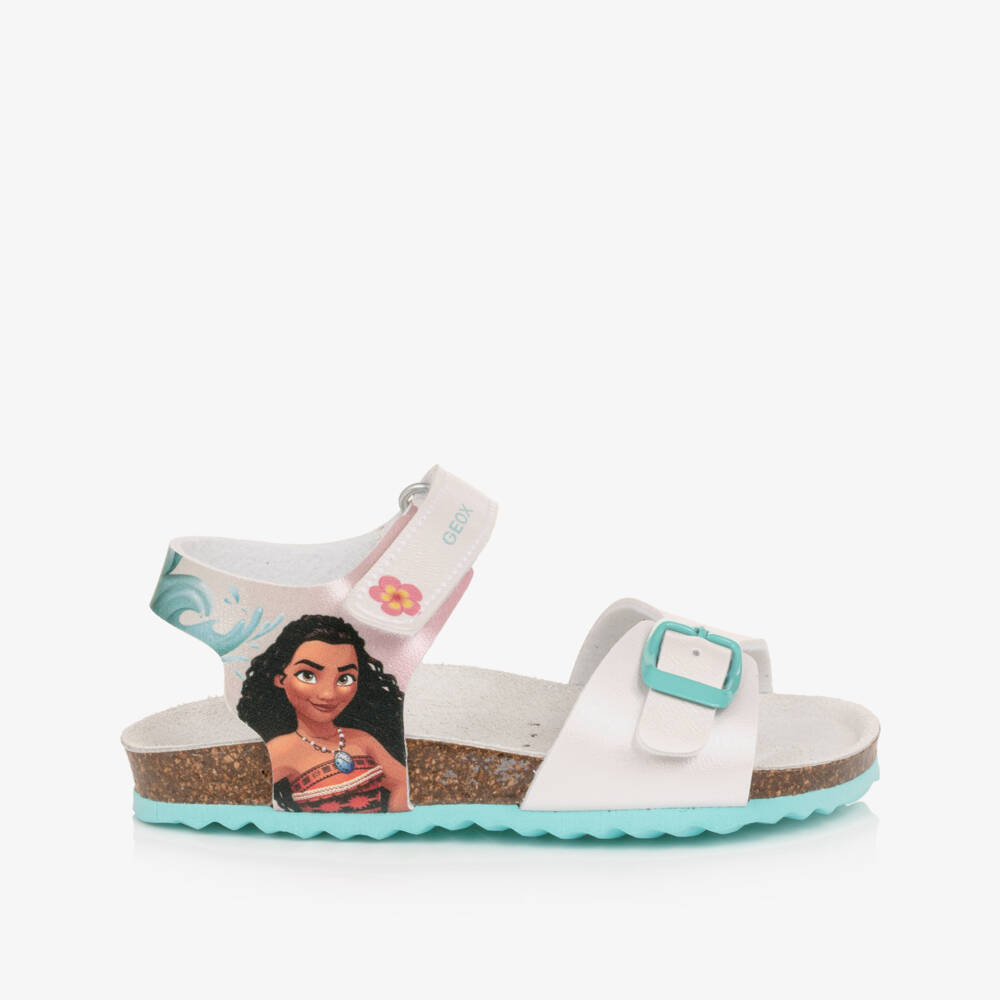 Geox-Girls White & Turquoise Blue Moana Sandals | Childrensalon Outlet