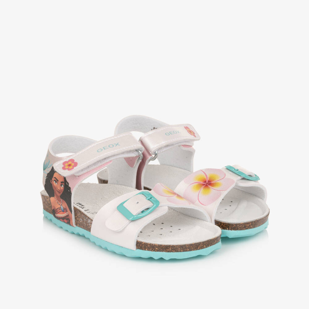 Geox-Girls White & Turquoise Blue Moana Sandals | Childrensalon Outlet