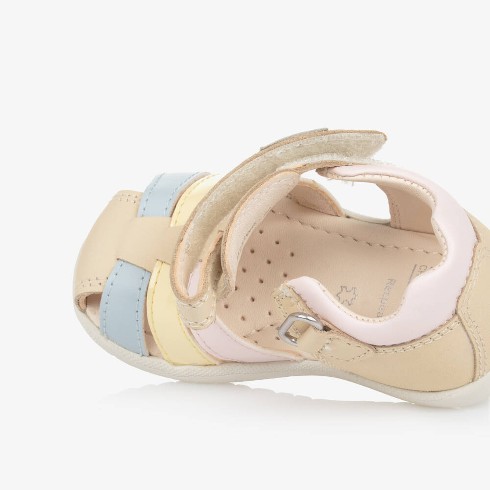 Geox-Little Ladies Soft Beige Leather Footwear | Childrensalon Outlet