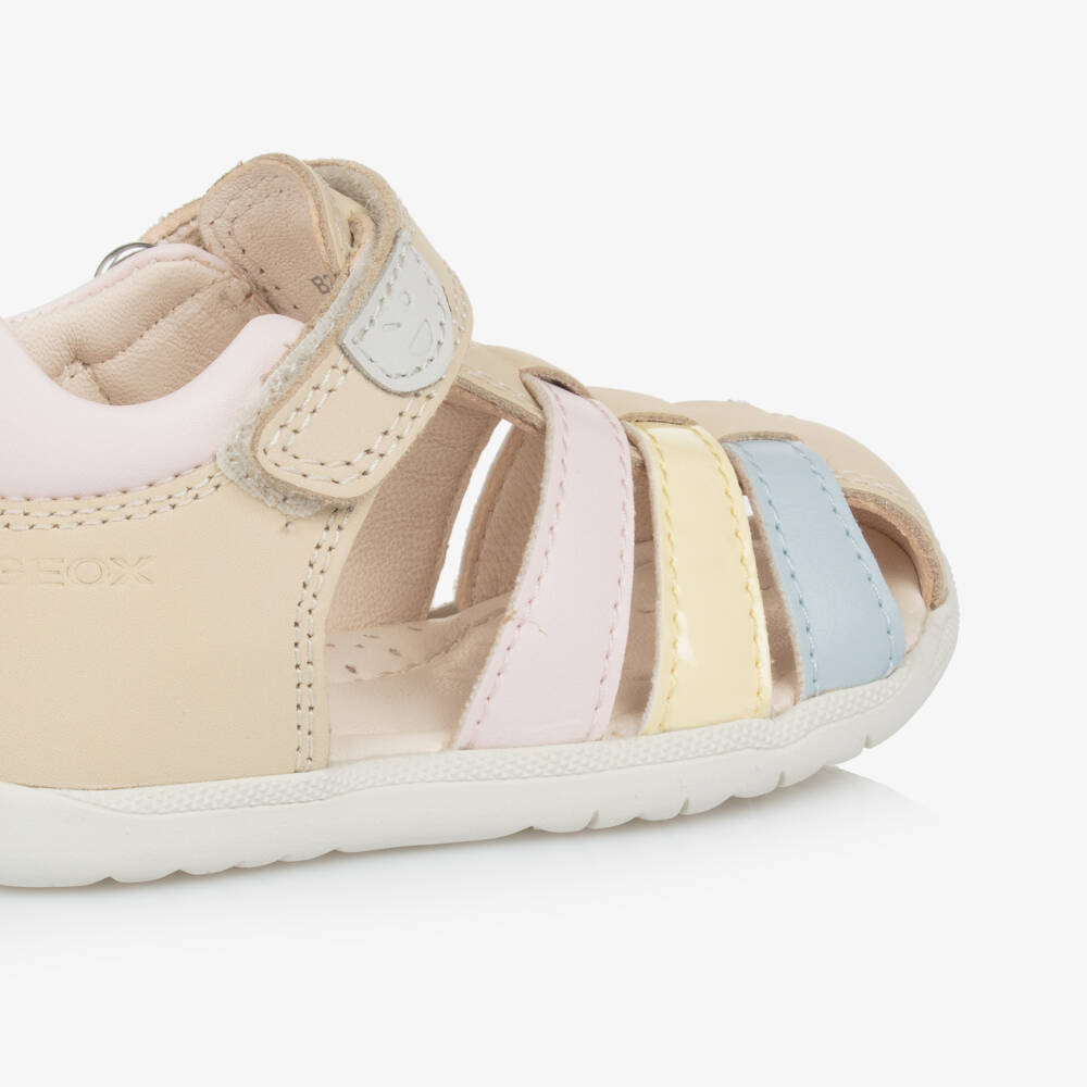 Geox-Little Ladies Soft Beige Leather Footwear | Childrensalon Outlet