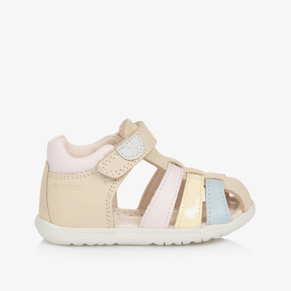 Geox-Little Ladies Soft Beige Leather Footwear | Childrensalon Outlet