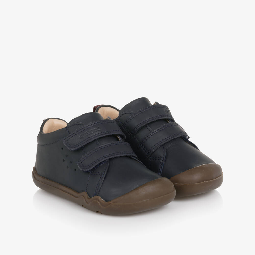 Geox-Navy Blue Leather Velcro First Walker Shoes | Childrensalon Outlet