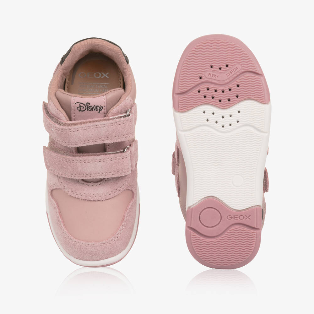 Geox-Pink Minnie Suede Velcro Trainer | Childrensalon Outlet