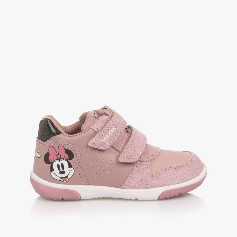 Geox-Pink Minnie Suede Velcro Trainer | Childrensalon Outlet