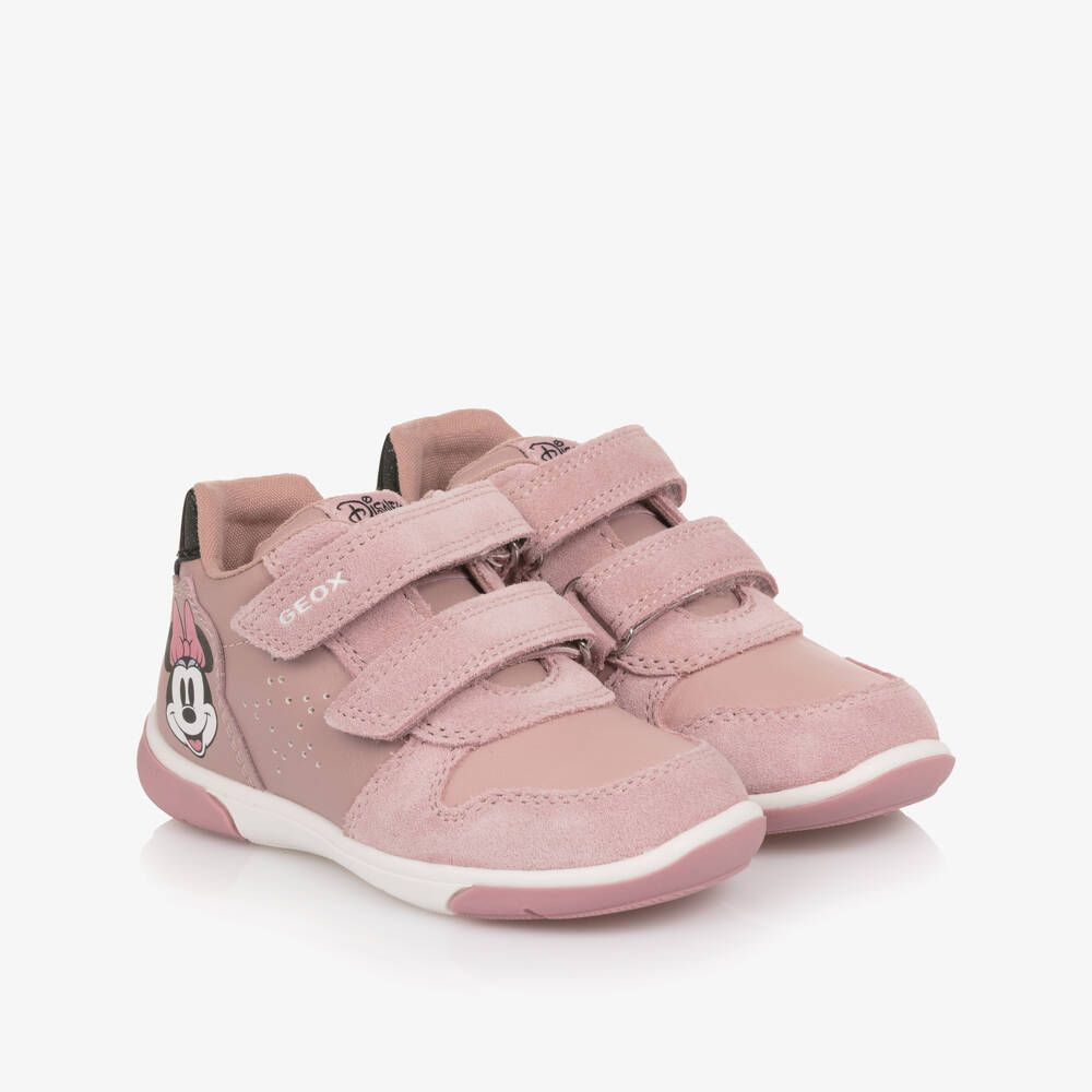 Geox-Pink Minnie Suede Velcro Trainer | Childrensalon Outlet