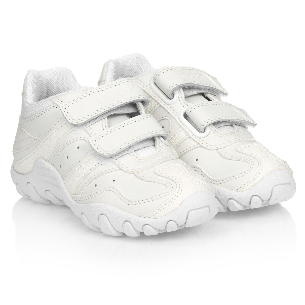 Geox - White Leather Trainers | Childrensalon