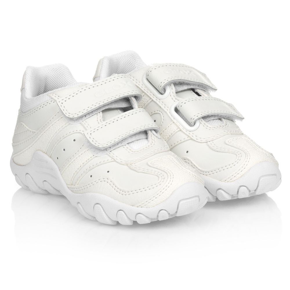 Geox White Leather Trainers Childrensalon Outlet