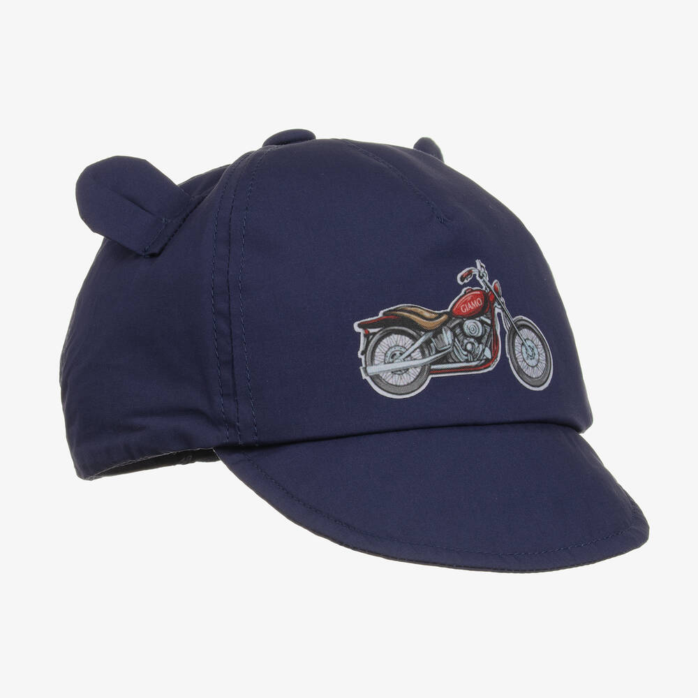Giamo - Baby Boys Blue Cotton Motorcycle Cap | Childrensalon