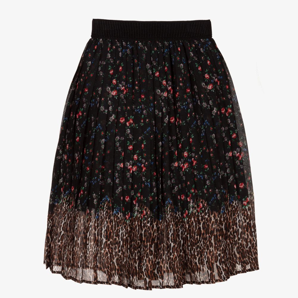 Giamo - Black Floral Chiffon Skirt | Childrensalon