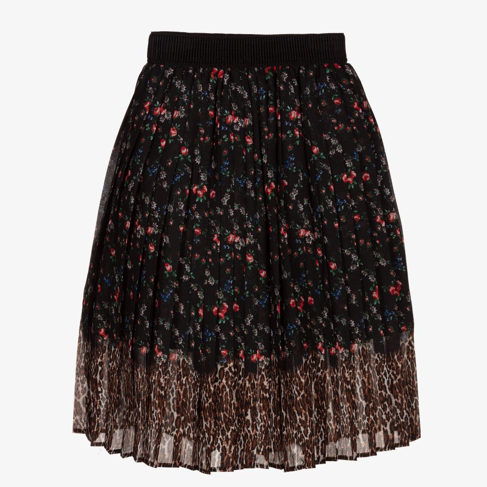 Giamo-Black Floral Chiffon Skirt | Childrensalon Outlet