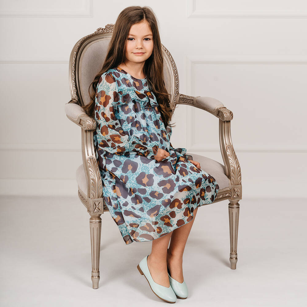 جيامو-فستان شيفون لون أزرق | Childrensalon Outlet