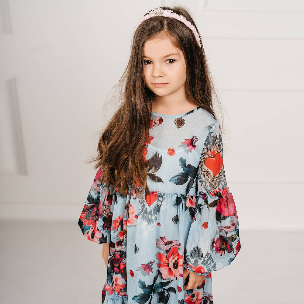 Giamo-Blue Floral Maxi Dress | Childrensalon Outlet