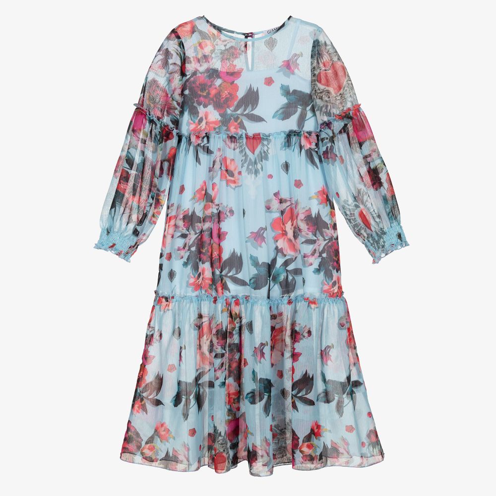 Giamo - Robe longue bleue à fleurs | Childrensalon