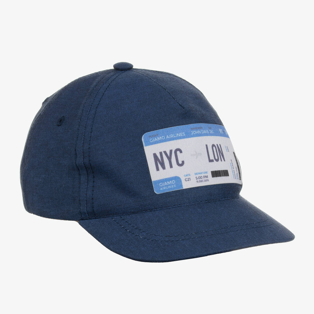 Giamo - Boys Blue Cotton Canvas Cap | Childrensalon