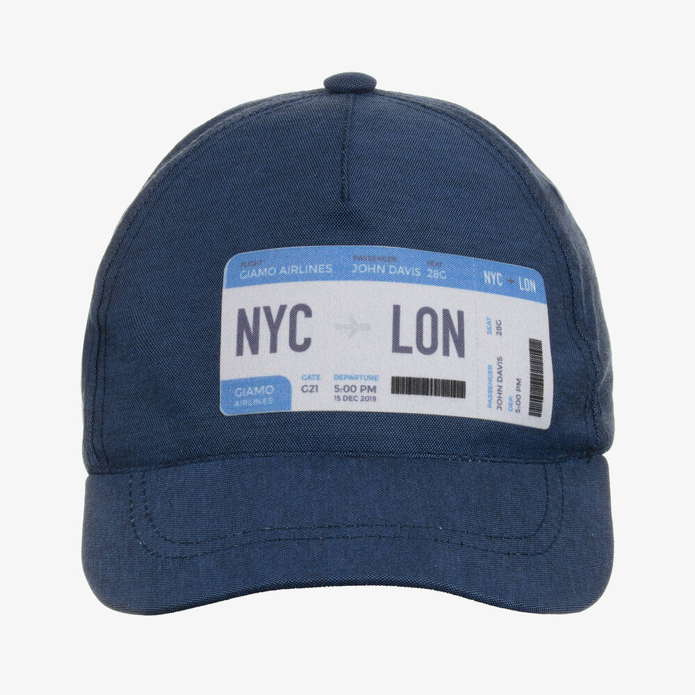 جيامو-Boys Blue Cotton Canvas Cap | Childrensalon Outlet