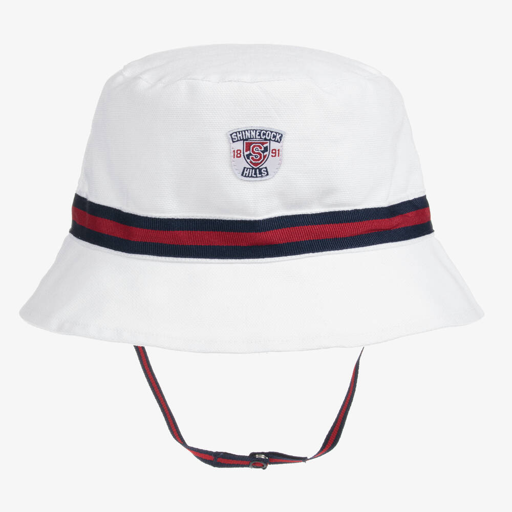 Giamo - Boys White Cotton Sun Hat | Childrensalon