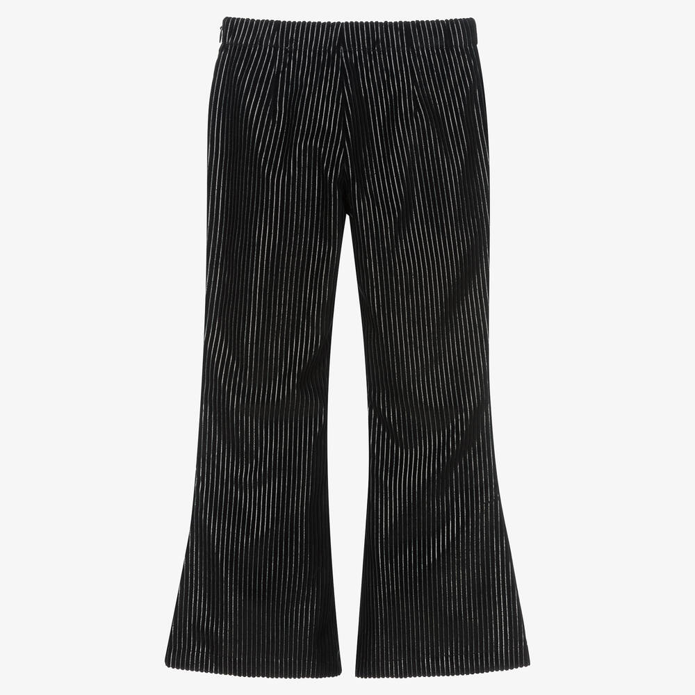 Giamo-Girls Black Velour Trousers  | Childrensalon Outlet