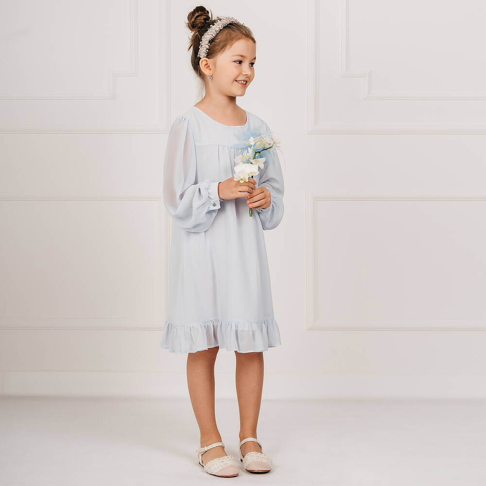 Giamo-Girls Blue Chiffon Dress | Childrensalon Outlet