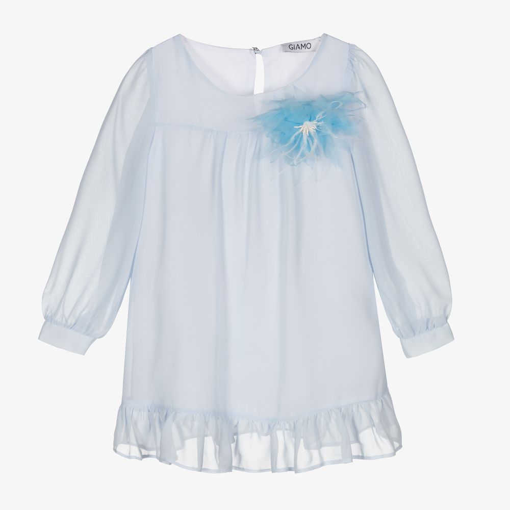 Giamo - Girls Blue Chiffon Dress | Childrensalon