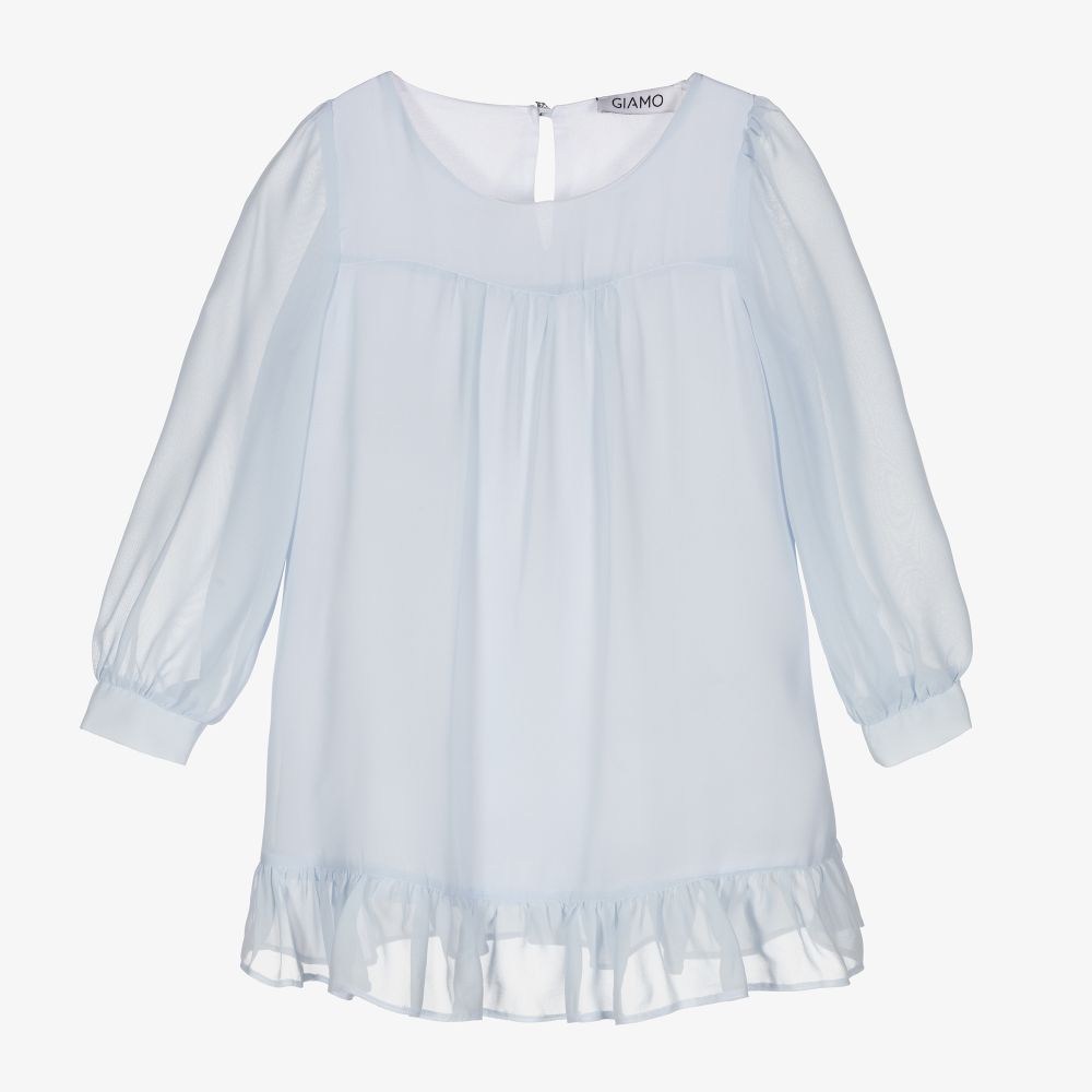 Giamo-Girls Blue Chiffon Dress | Childrensalon Outlet