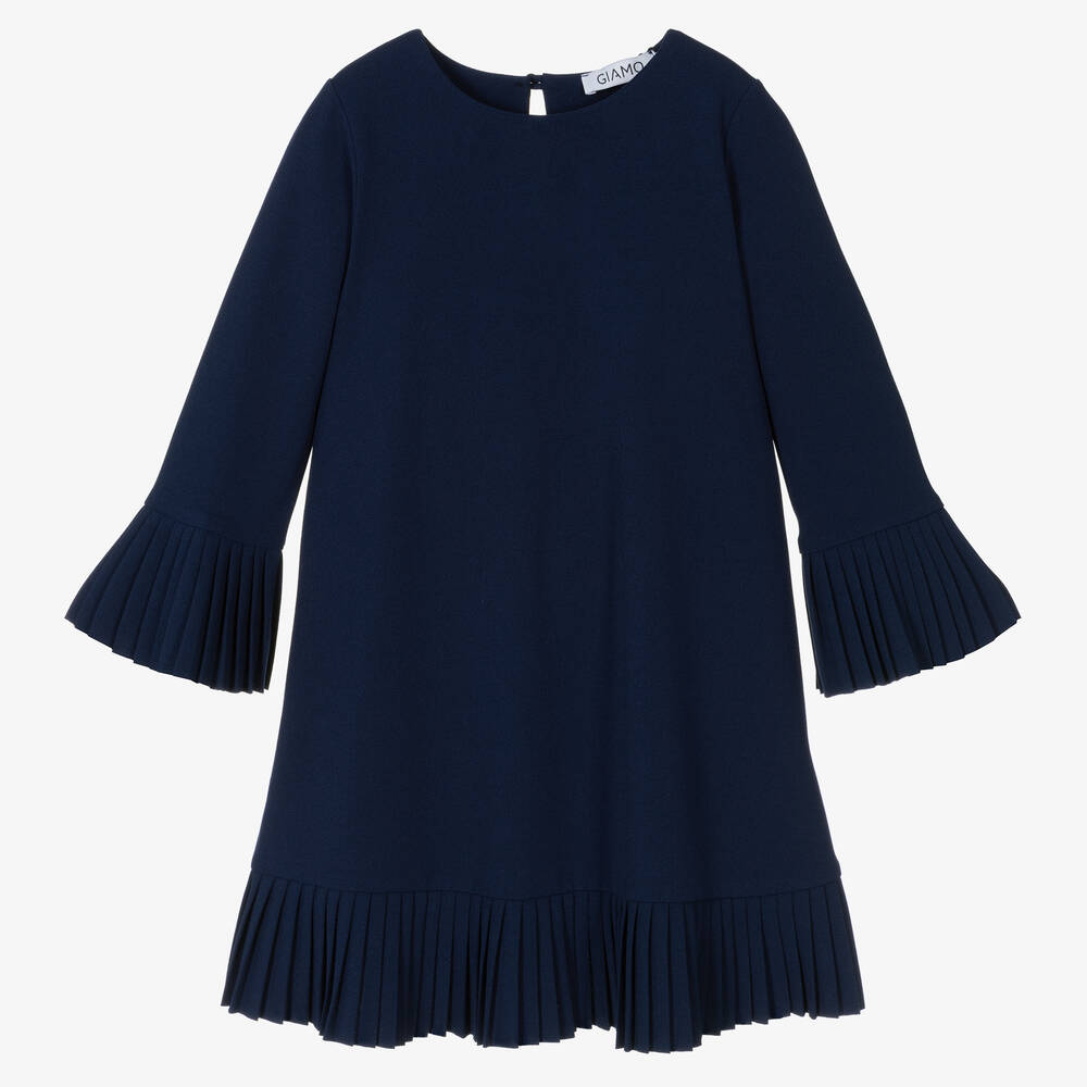 Giamo - Girls Blue Crêpe Jersey Dress | Childrensalon