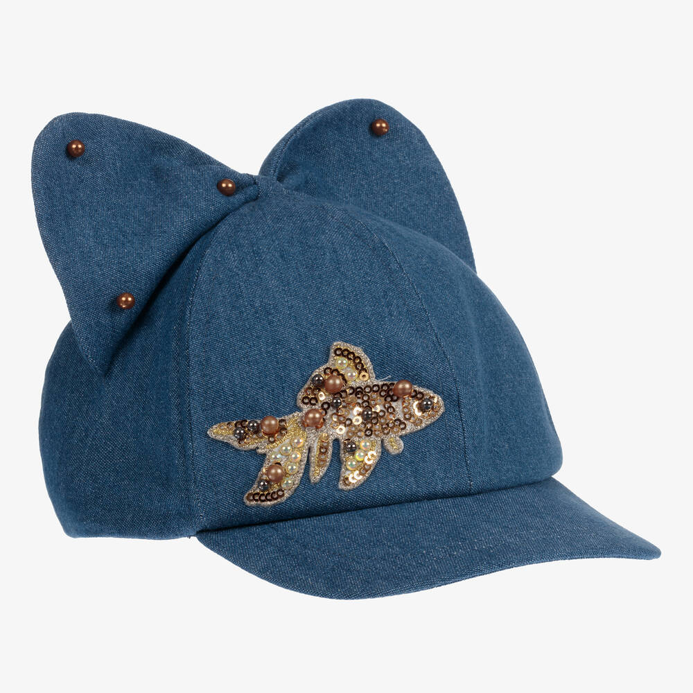 Giamo - Girls Blue Denim Cap | Childrensalon