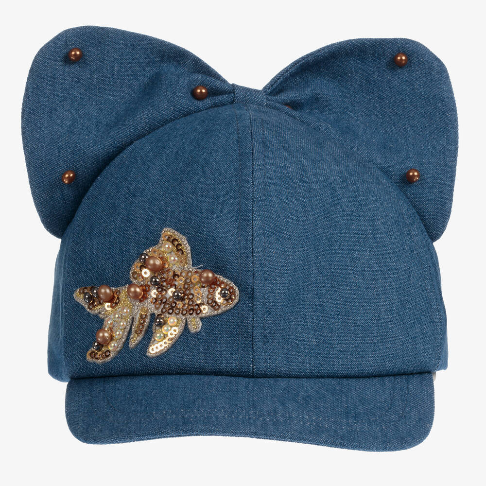 Giamo-Girls Blue Denim Cap | Childrensalon Outlet