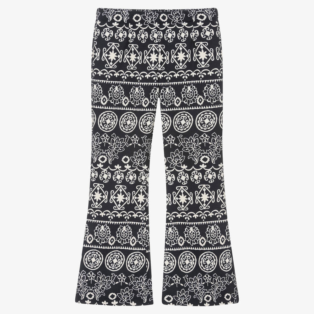 Giamo - Girls Floral Jacqaurd Trousers | Childrensalon