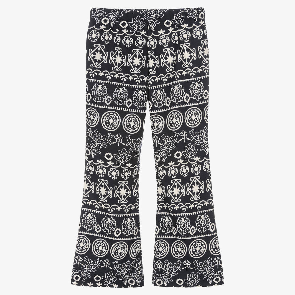 Giamo-Girls Floral Jacqaurd Trousers | Childrensalon Outlet