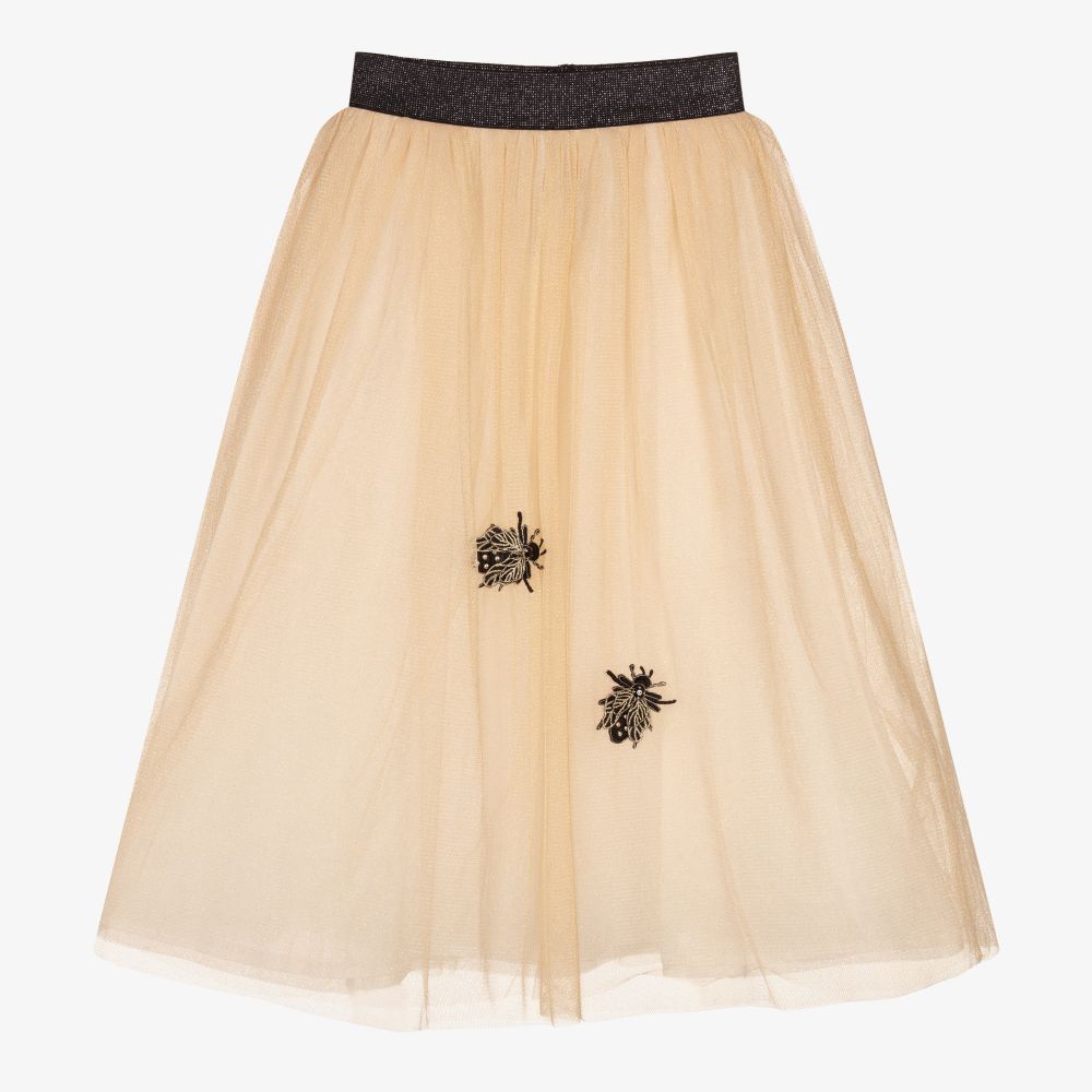 Giamo - Girls Gold Tulle Maxi Skirt | Childrensalon