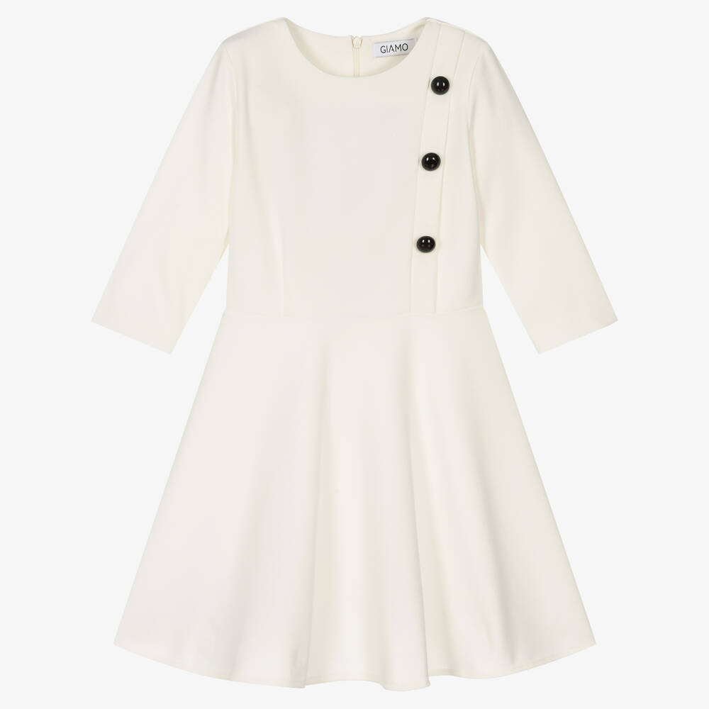 Giamo - Elfenbeinfarbenes Crêpe-Kleid (M) | Childrensalon