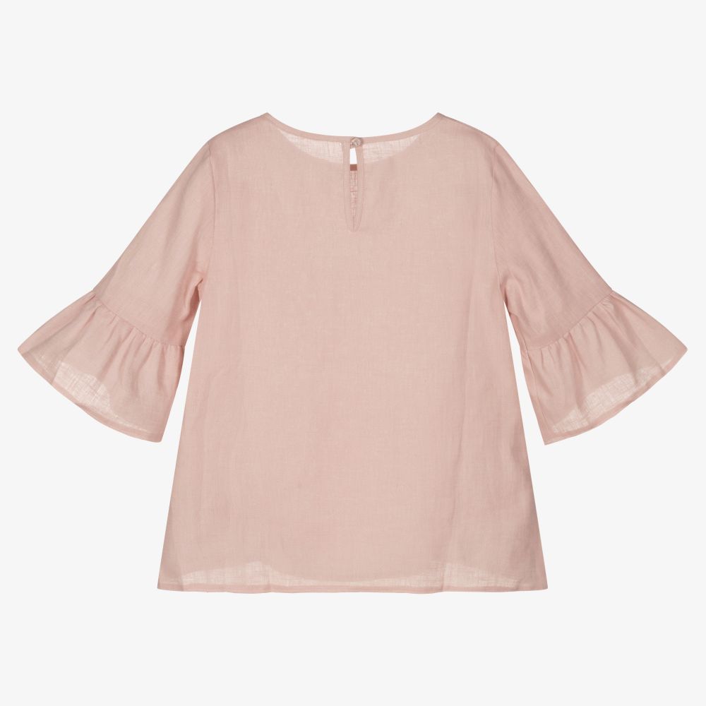 Giamo-Girls Pink Linen Blouse | Childrensalon Outlet