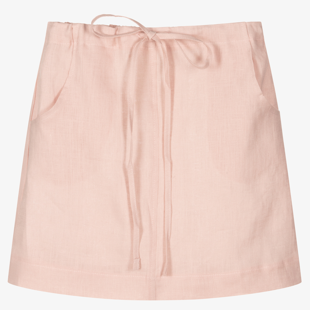 Giamo - Girls Pink Linen Skirt | Childrensalon