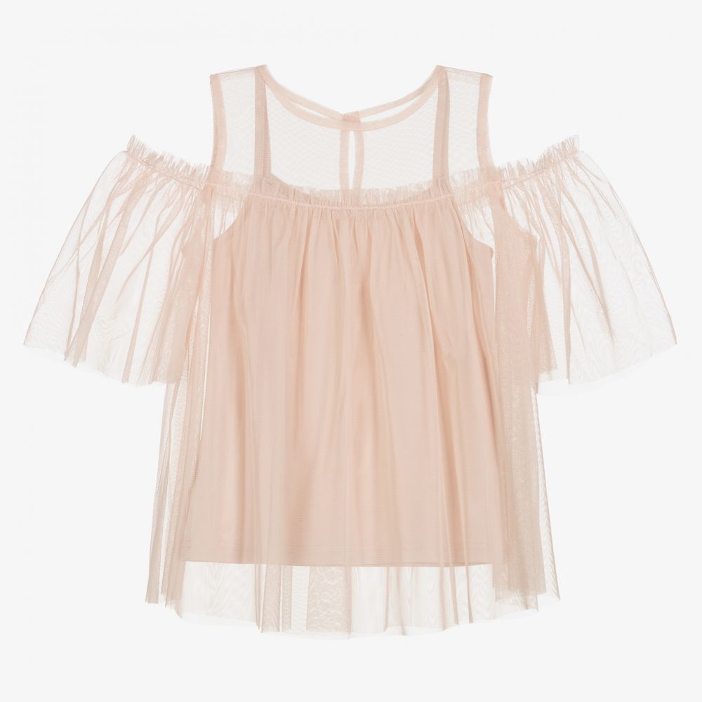 Giamo-Girls Pink Tulle Blouse | Childrensalon Outlet