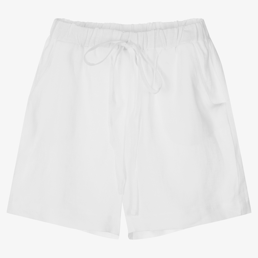 Giamo - Girls Sheer White Linen Shorts | Childrensalon