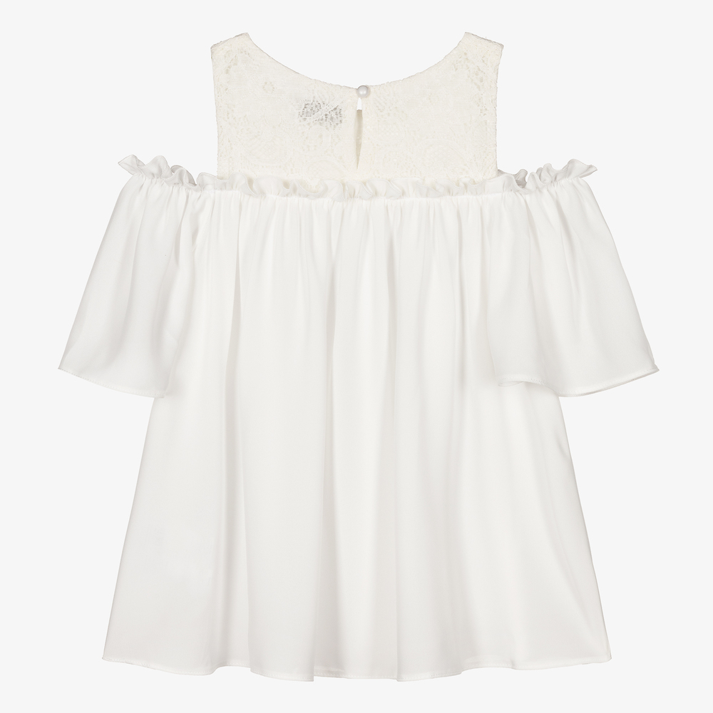 Giamo-Girls White Chiffon Blouse | Childrensalon Outlet