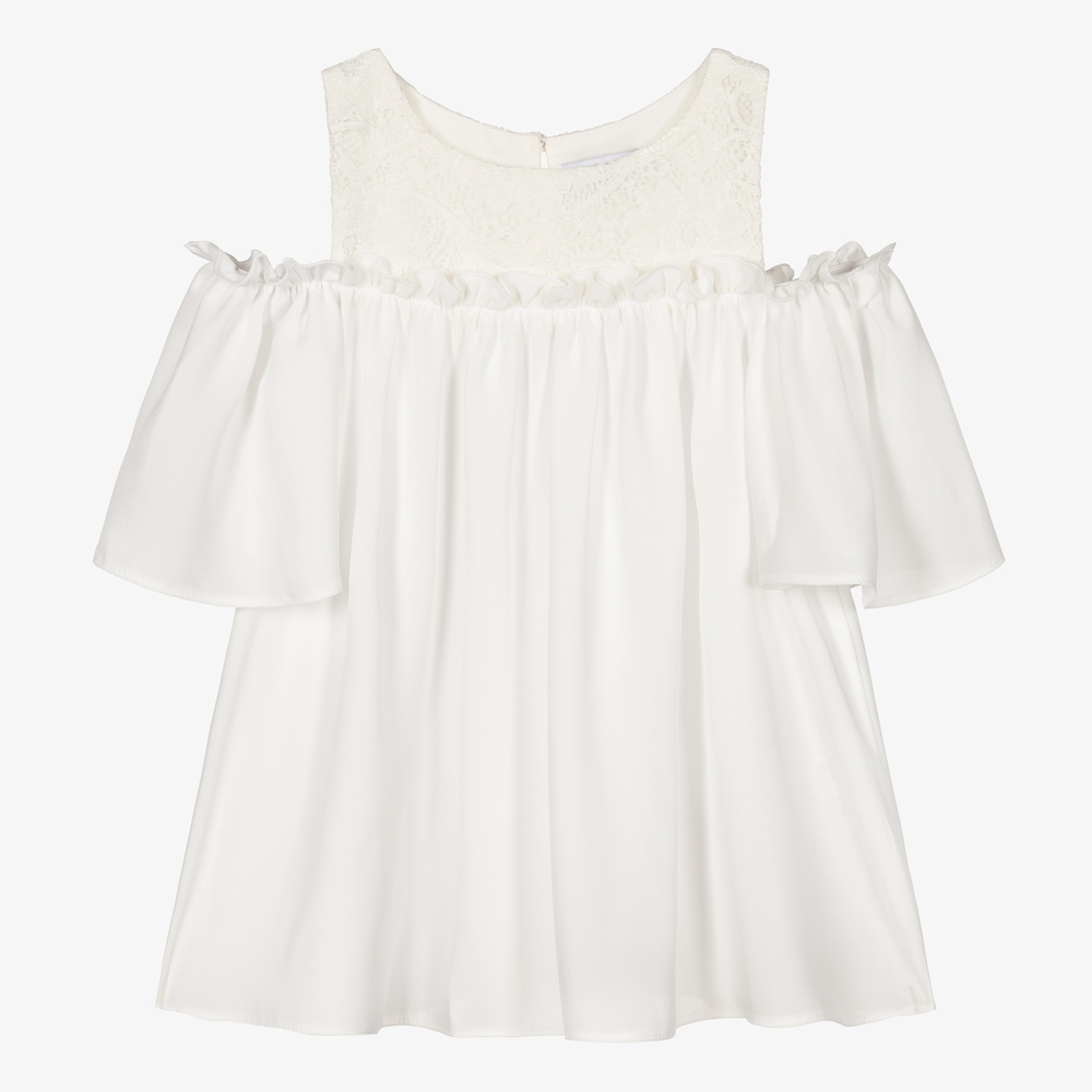 Giamo - Haut blanc mousseline soie Fille | Childrensalon