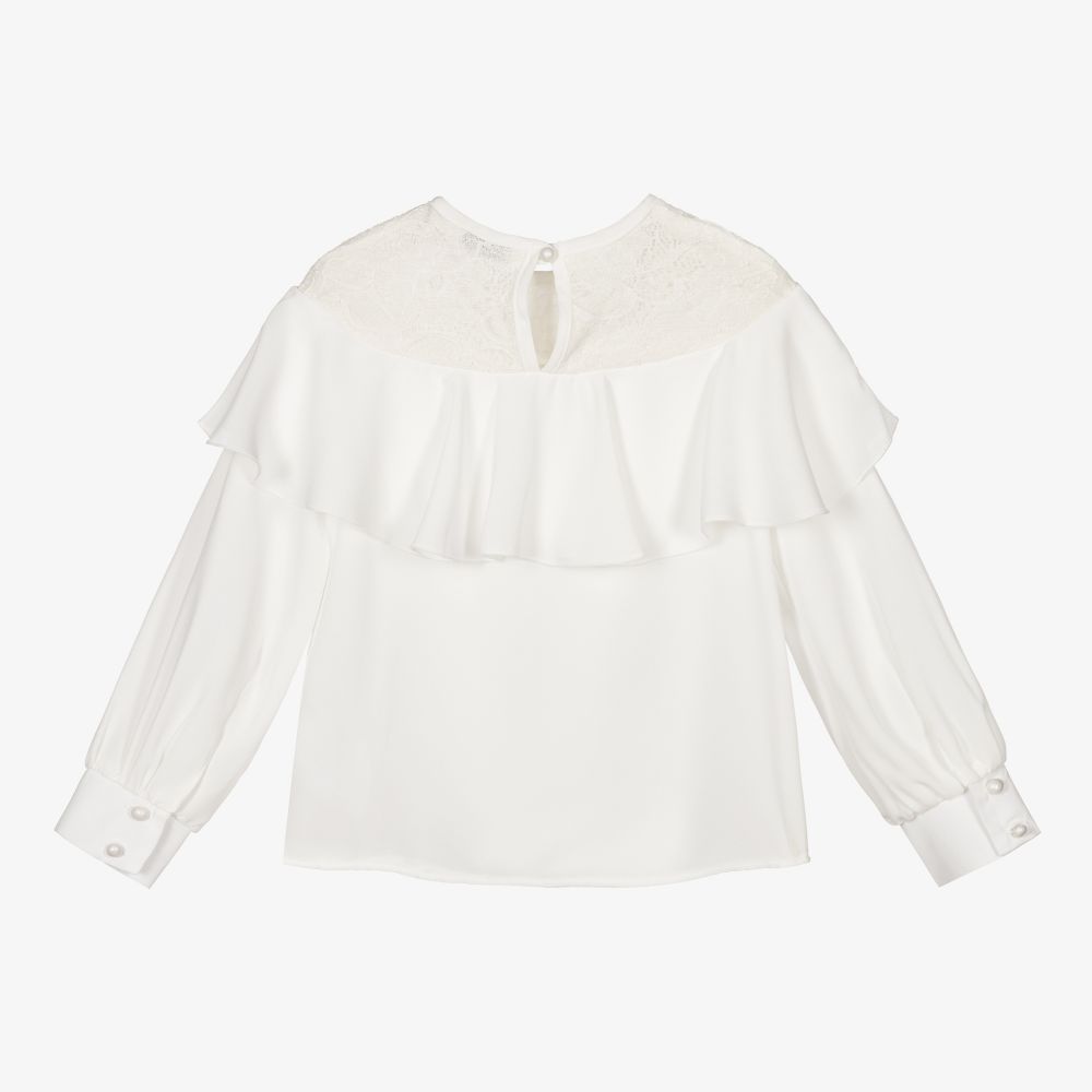 Giamo-Girls White Chiffon Blouse | Childrensalon Outlet