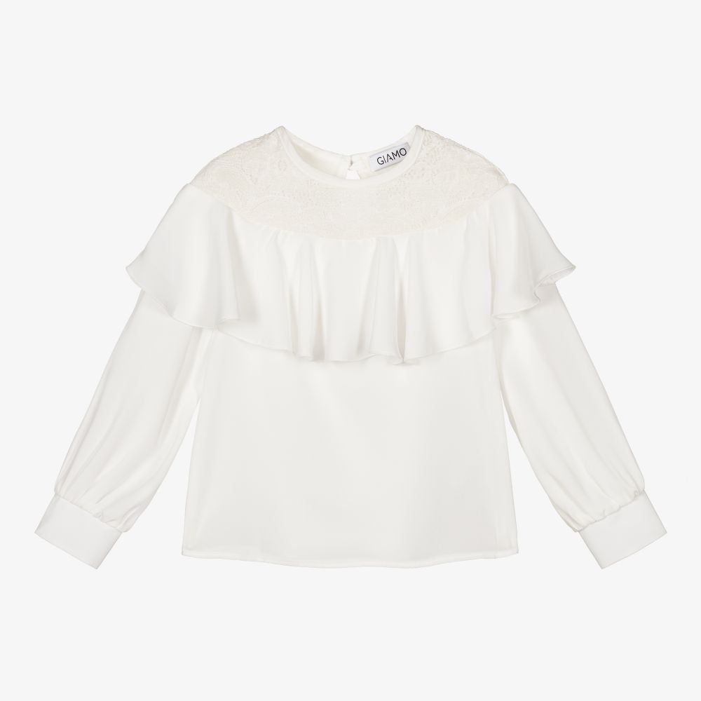 Giamo - Girls White Chiffon Blouse | Childrensalon