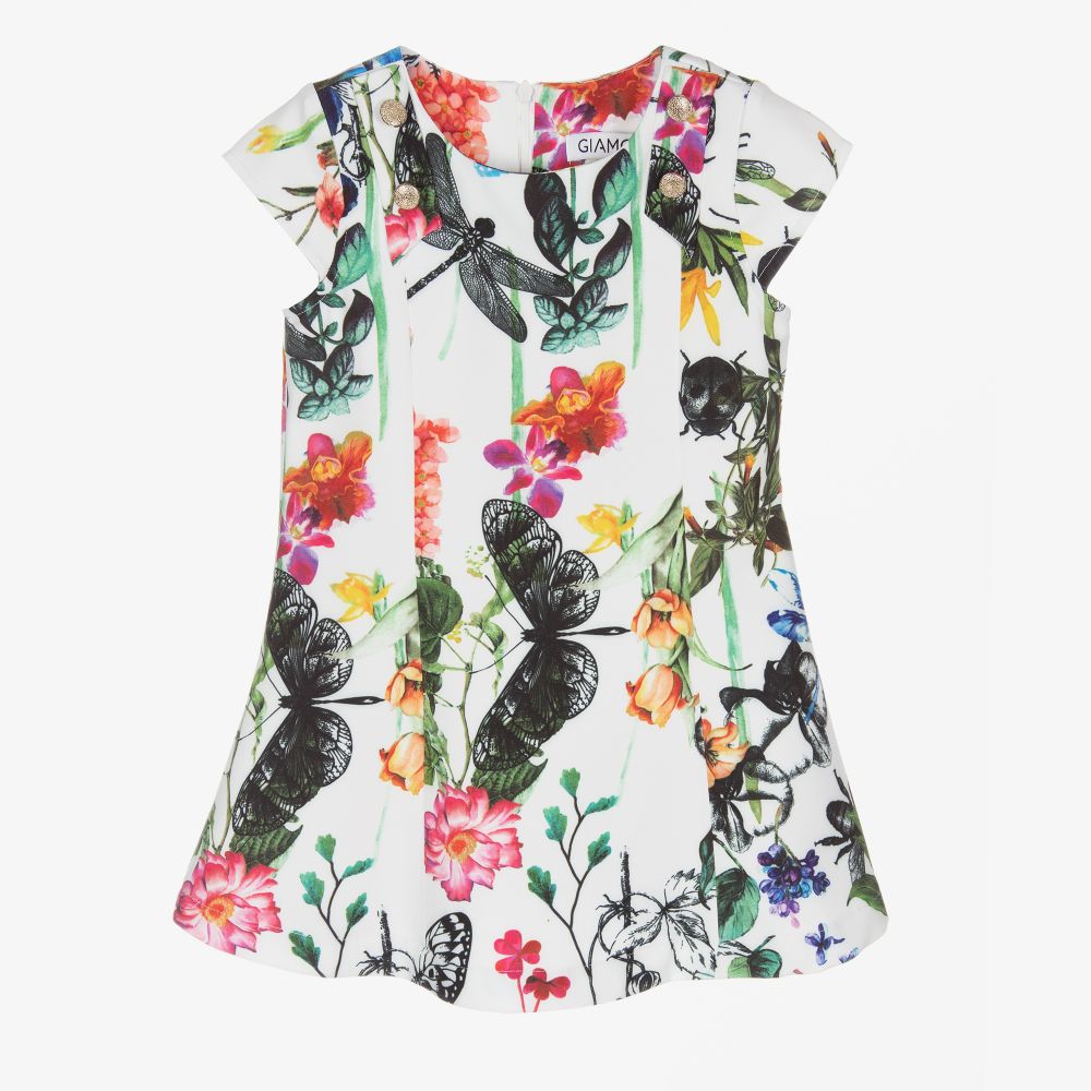 Giamo - Girls White Floral Dress | Childrensalon