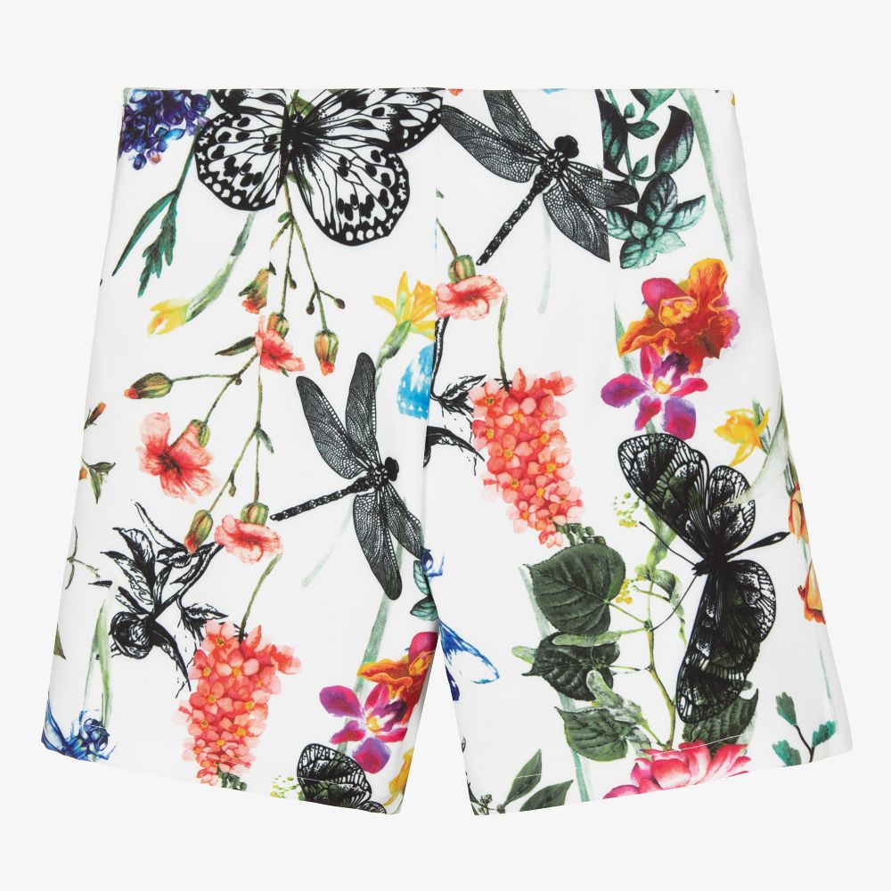 Giamo-Girls White Floral Shorts | Childrensalon Outlet