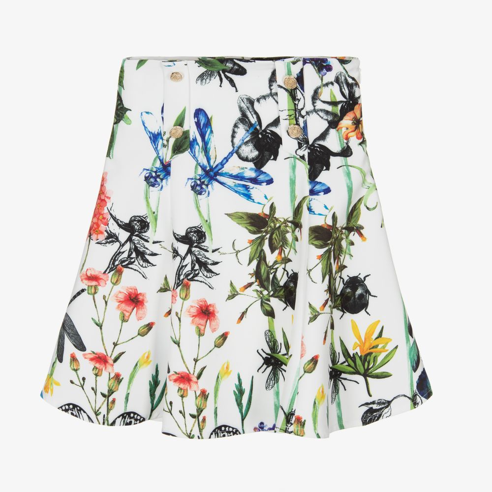 Giamo - Girls White Floral Skirt | Childrensalon